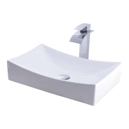 Novatto Porcelain Vessel Sink Combo with Chrome Faucet, Drain and Sealer NSFC-01141136CH